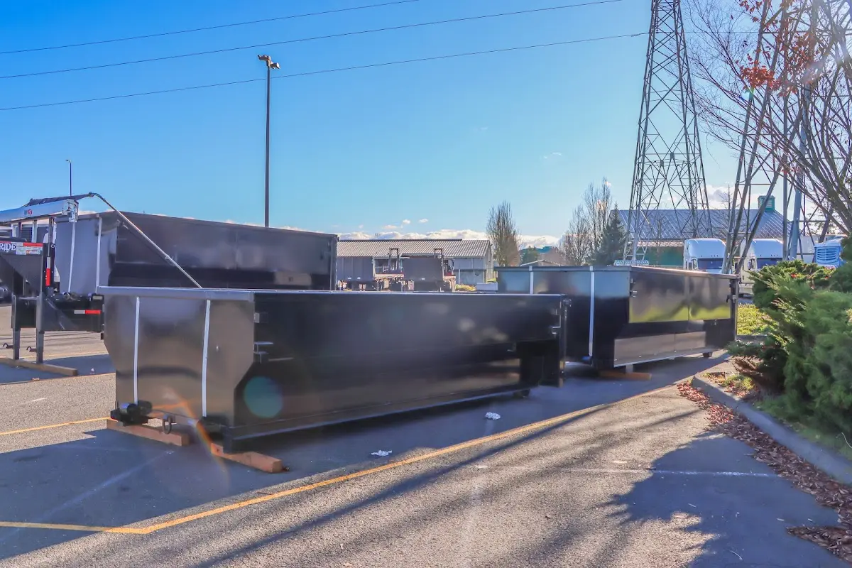 Roll-off dumpster ready for waste disposal at job site for 40 Yard Dumpster Rental in Crandall